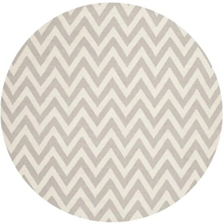 Safavieh 8 ft. x 8 ft. Round Contemporary Dhurries- Grey and Ivory- Flatweave Rug DHU557C-8R
